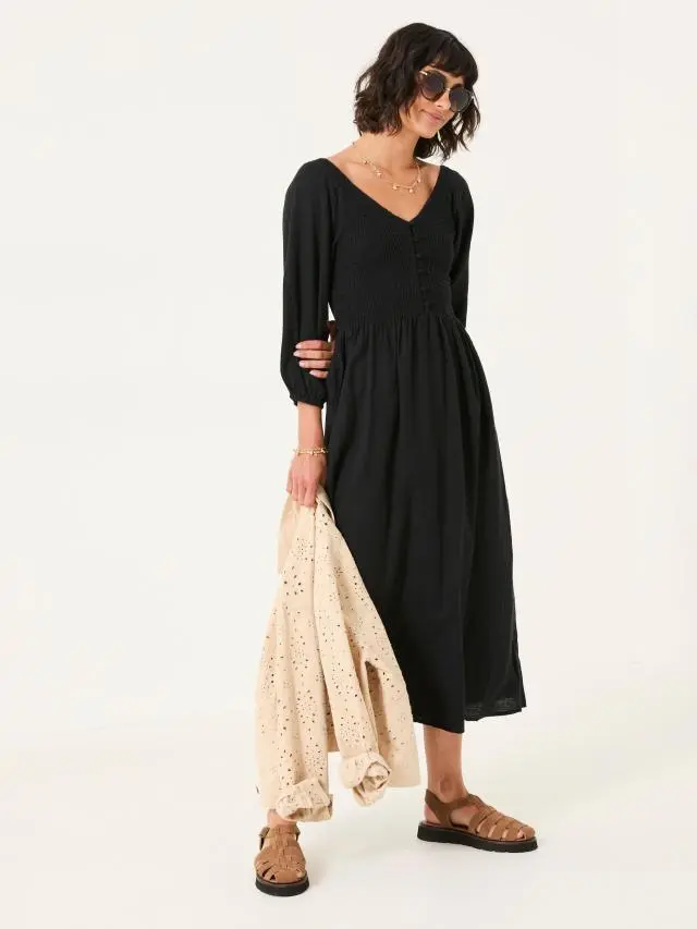 FatFace Adele Black Midi Dress