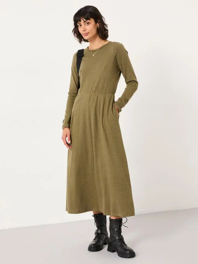 FatFace Jonie Olive Green Regular Jersey Midi Dress