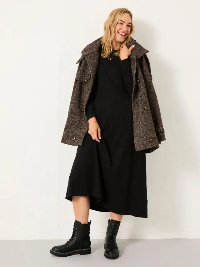 FatFace Jonie Black Petite Jersey Midi Dress