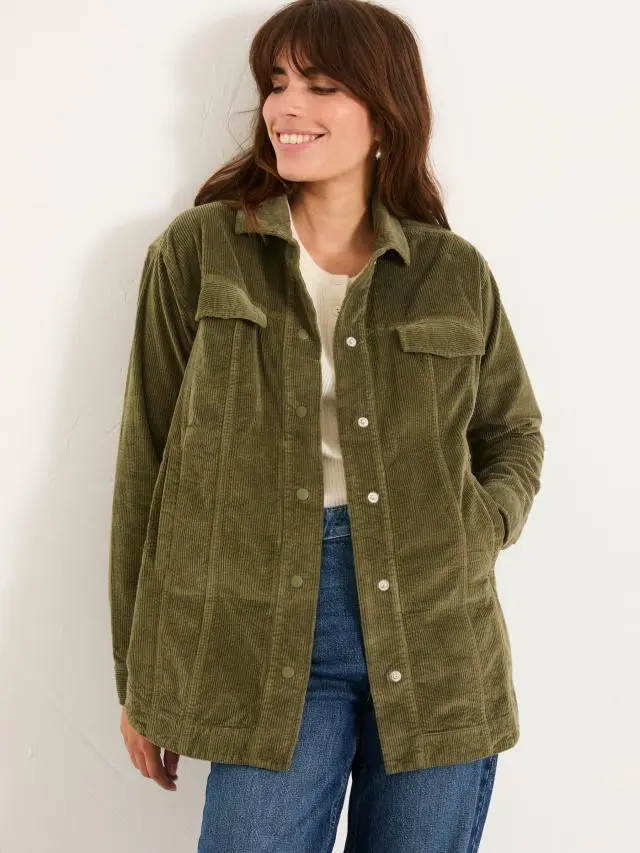 FatFace Alva Khaki Green Cord Overshirt