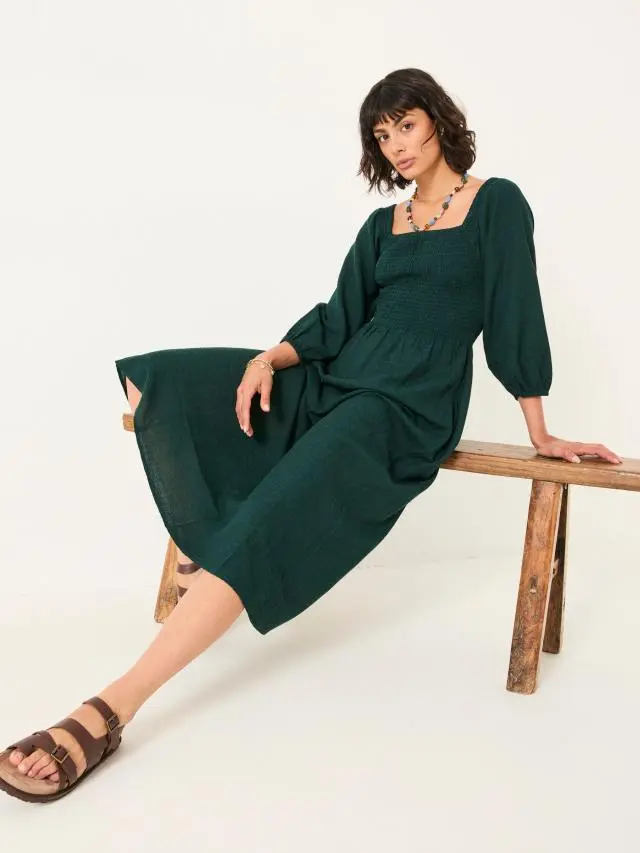 FatFace Adele Teal Blue Petite Midi Dress
