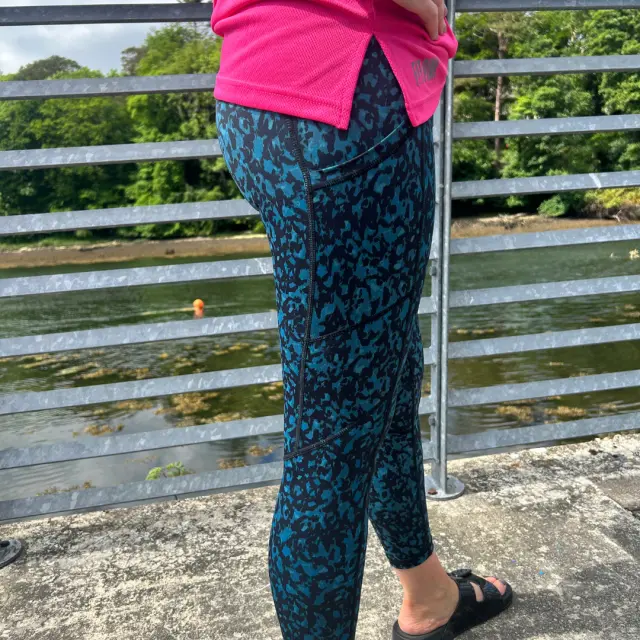 Elevate Gym Leggings - Teal Black Animal