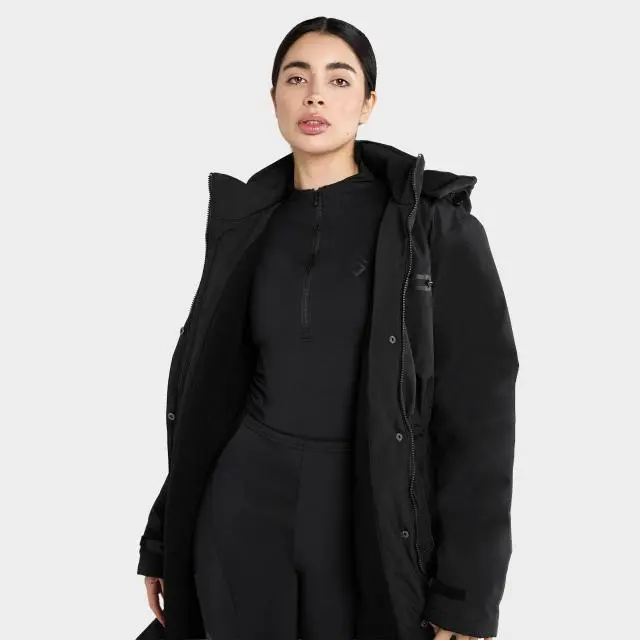 Aztec Diamond Women's Fleece Lined Waterproof Rain Jacket, Black