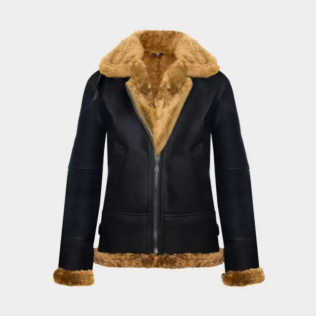 Infinity Leather Women's Hooded Warmer Sheepskin Leather Jacket, Brown
