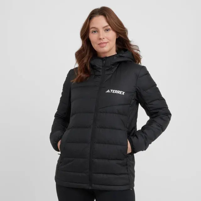 adidas Women's Multi Light Down Hooded Jacket, Black