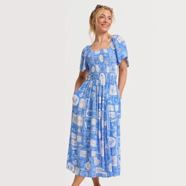 Saltrock Women's Island Tile Midi Dress, Blue