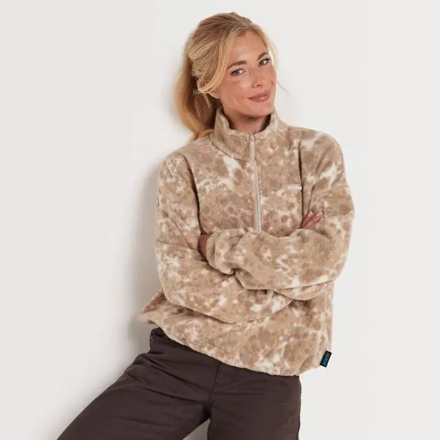 Columbia Women's Timber Meadow MTR Printed Fleece Half Zip, Dark Stone, Dyecamo