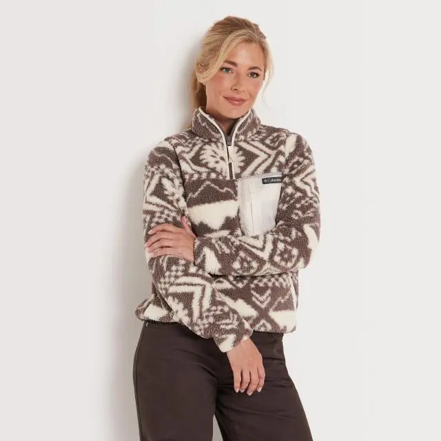 Columbia Women's West Bend 1/4 Zip II, Chalk, Iron Checkered Peaks