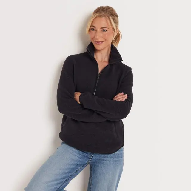 Jack Wolfskin Women's Lite Curl Half-Zip Midlayer, Navy
