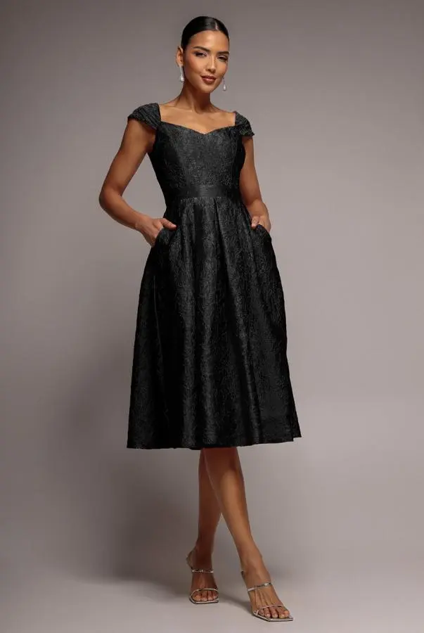 Crushed Satin Sleeveless A Line Midi Dress - Black by Goddiva