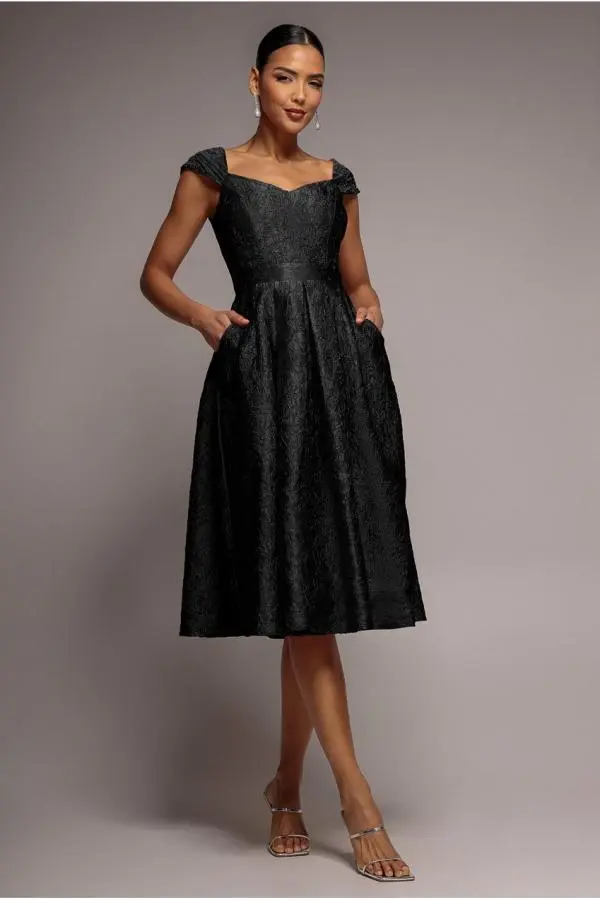 Crushed Satin Sleeveless A Line Midi Dress - Black by Goddiva