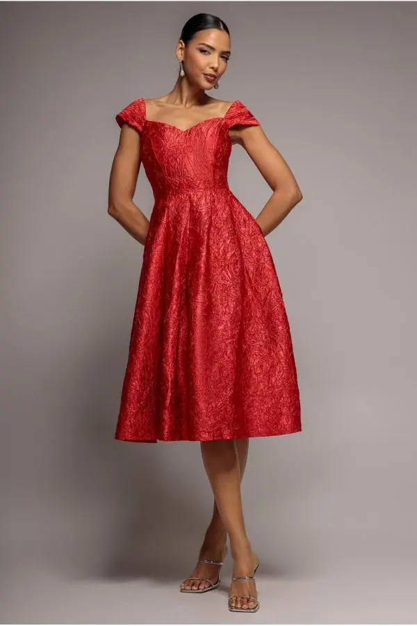 Crushed Satin Sleeveless A Line Midi Dress - Red by Goddiva