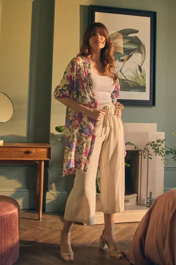 Elasticated Waist Crop Wide Leg Trousers