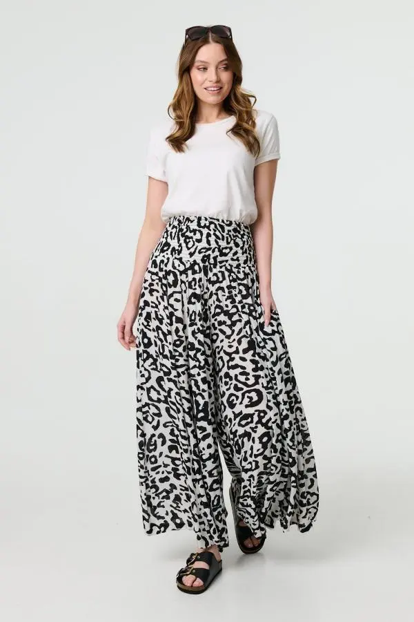 Animal Print High Waist Palazzo Pants