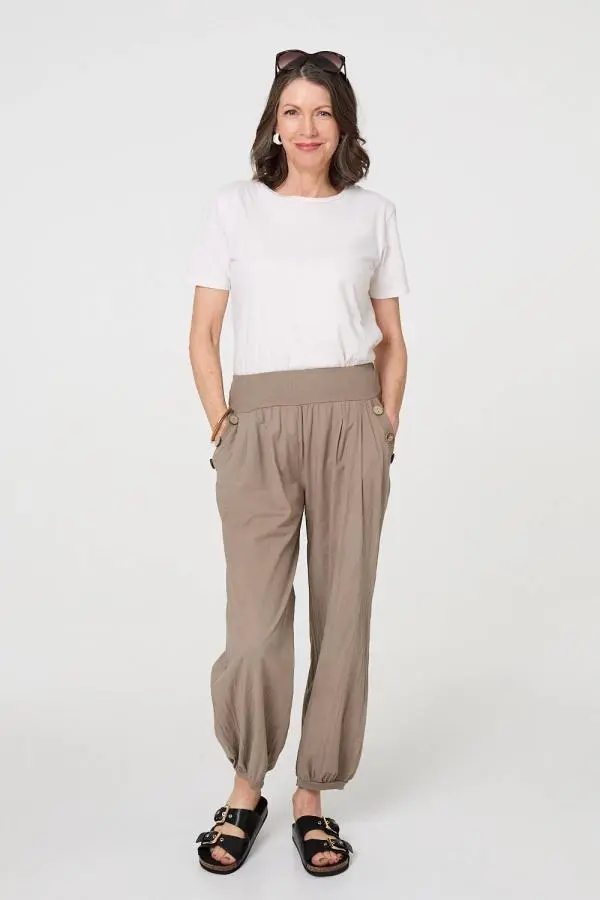 Elasticated High Waist Loose Trousers