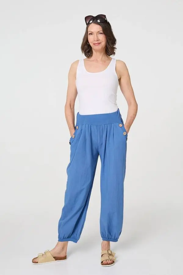 Elasticated High Waist Loose Trousers
