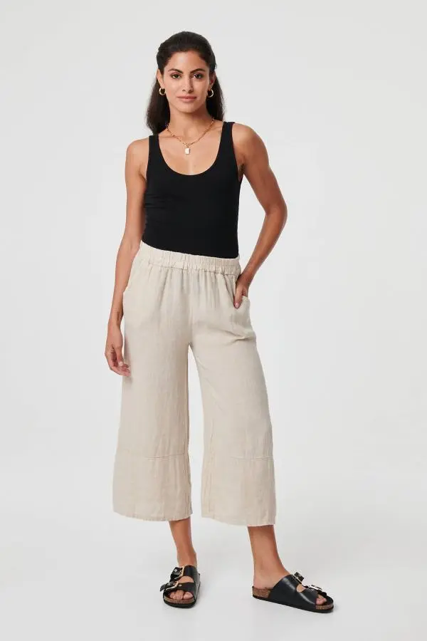 Floral High Waist Stretchy Crop Trousers