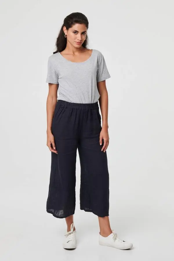 High Waist Stretchy Crop Trousers