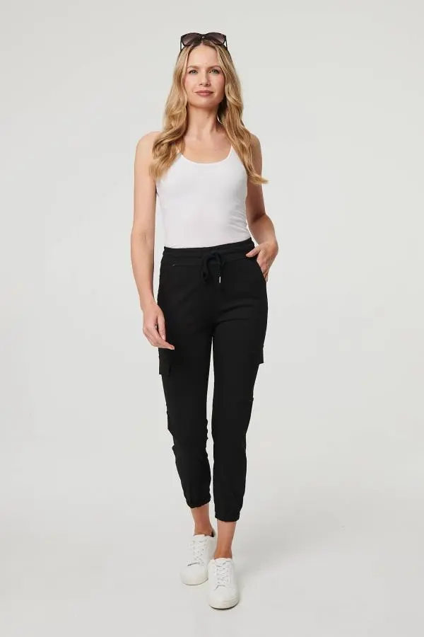 High Waist Slim Fit Cropped Cargo Pants