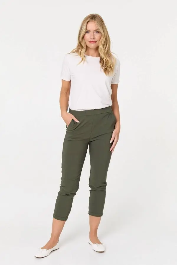 High Waist Slim Ankle Length Trousers