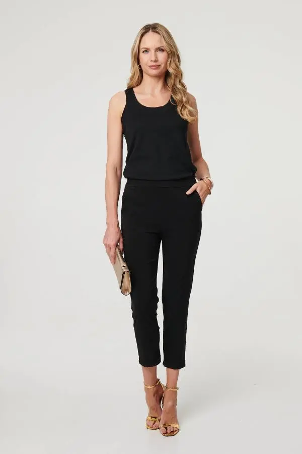 High Waist Slim Ankle Length Trousers