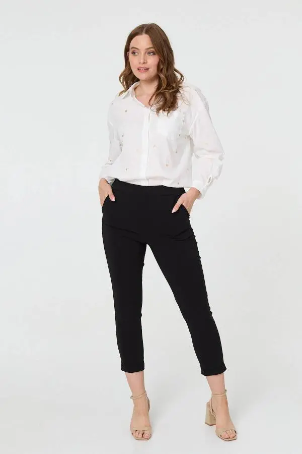 High Waist Slim Ankle Length Trousers