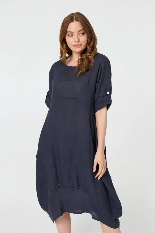 Oversized 3/4 Sleeve Midi Dress