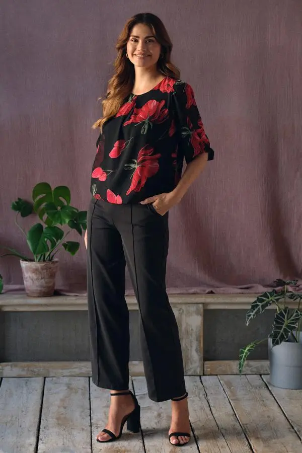 Tie Front High Waist Straight Trousers