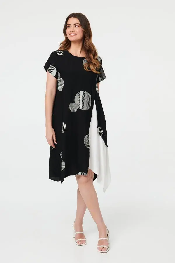 Spotty Relaxed Hanky Hem Midi Dress