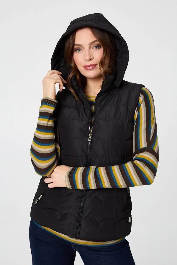 Hooded Padded Sleeveless Puffer Gilet
