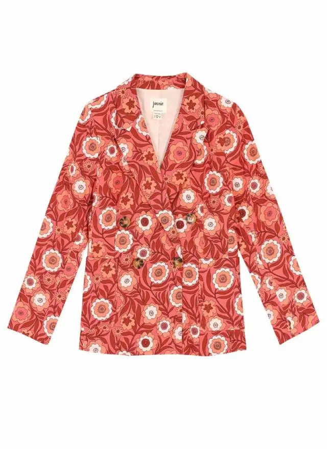 Joanie Clothing Richy Pink Floral Print Soft Tailored Blazer 