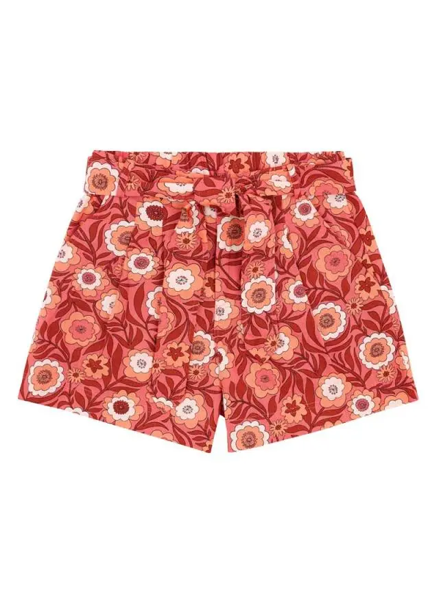 Joanie Clothing Lenny Pink Floral Print High Waist Shorts