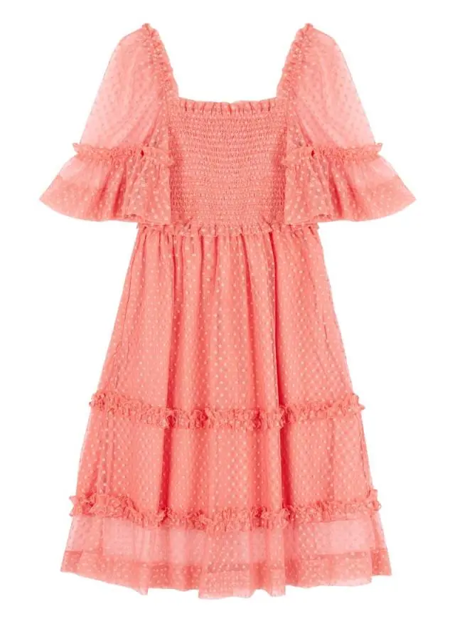 Joanie Clothing Jini Square Neck Polka Dot Mesh Dress 