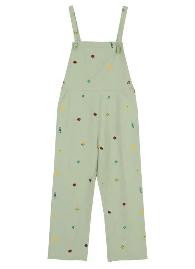 Joanie Clothing Rachel Embroidered Tie Strap Dungarees 