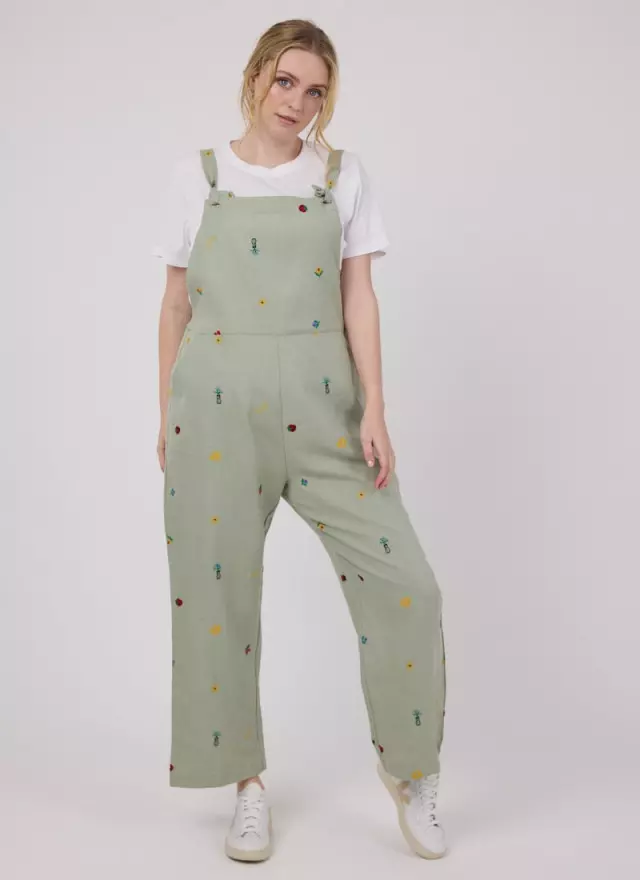 Rachel Embroidered Tie Strap Dungarees