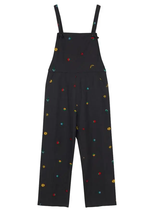 Joanie Clothing Rachel Embroidered Tie Strap Dungarees 