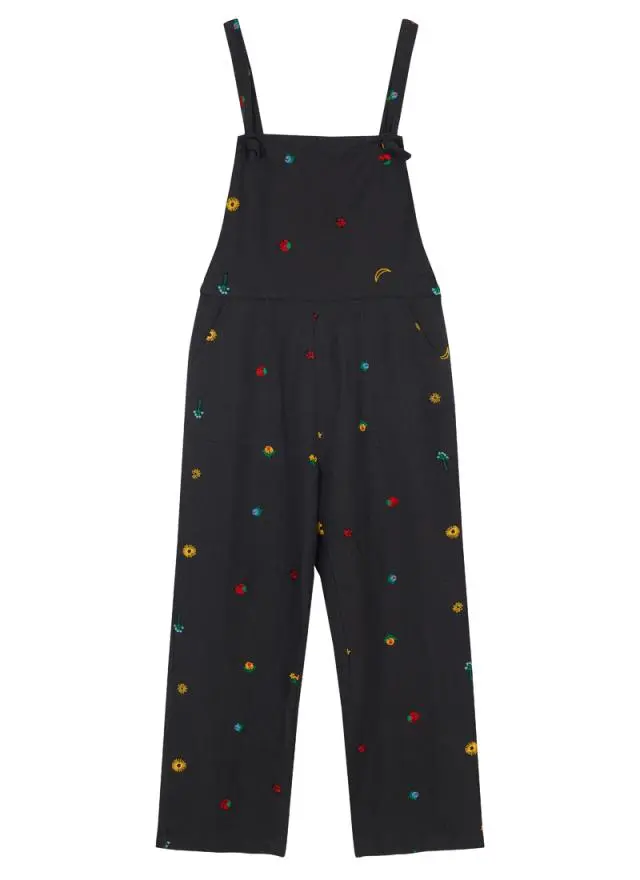 Joanie Clothing Rachel Embroidered Tie Strap Dungarees 