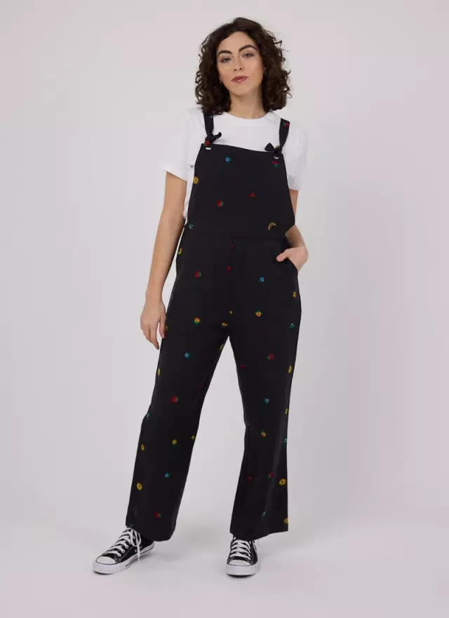 Rachel Embroidered Tie Strap Dungarees