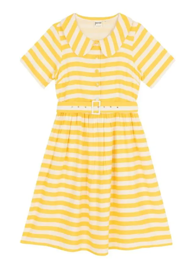 Joanie Clothing Jean Stripe Print Collared Sundress