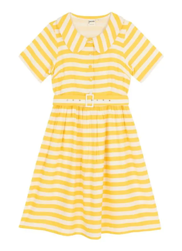 Joanie Clothing Jean Stripe Print Collared Sundress 