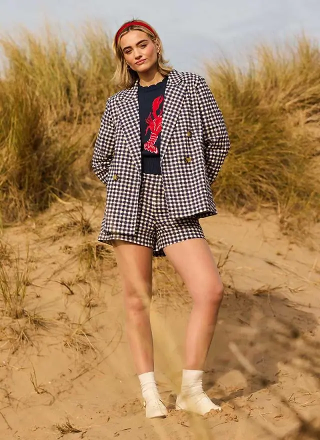 Joanie Clothing Richy Gingham Soft Tailored Blazer