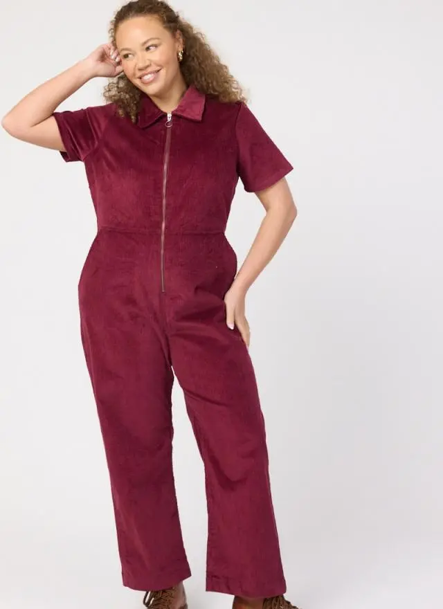 Joanie Clothing Robin Short Sleeve Corduroy Boilersuit 