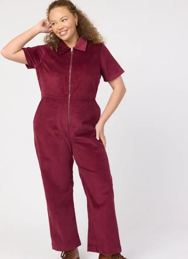 Joanie Clothing Robin Short Sleeve Corduroy Boilersuit 