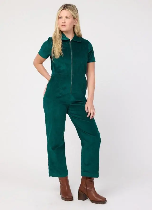 Joanie Clothing Robin Short Sleeve Corduroy Boilersuit 