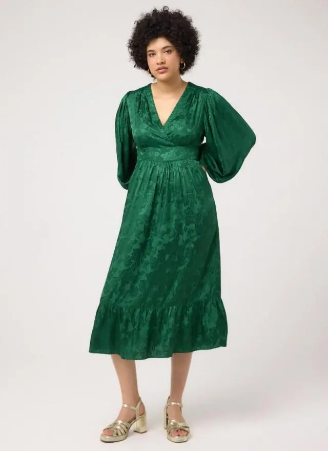Joanie Clothing Victoria Floral Damask Balloon Sleeve Midaxi Dress 