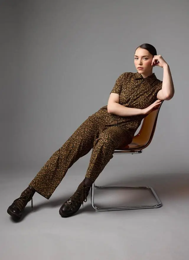 Joanie Clothing Robin Short Sleeve Leopard Print Boilersuit 