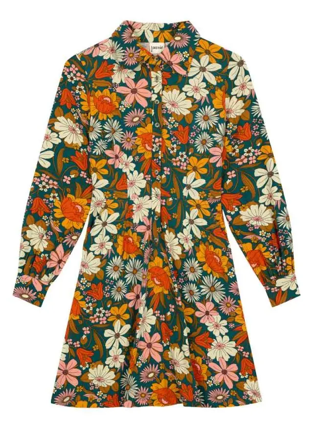 Joanie Clothing Spencer Retro Floral Print Jersey Shirt Dress 