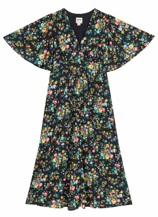 Joanie Clothing Desdemona Black Floral Print Midi Dress 