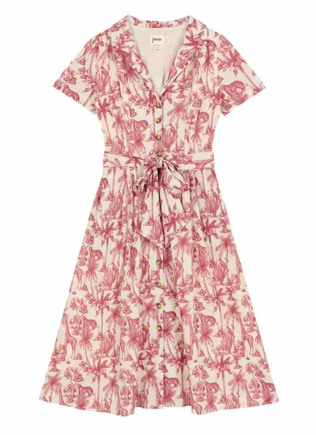 Joanie Clothing Phillipa Jungle Toile Print Midi Tea Dress 