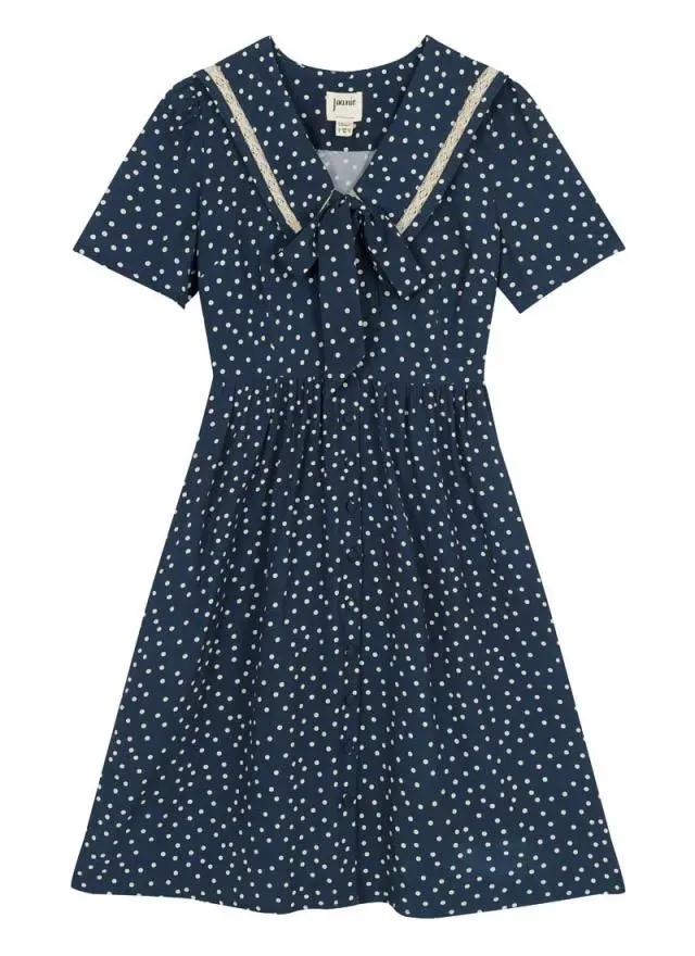 Joanie Clothing Everlene Polka Dot Sailor Midi Dress 